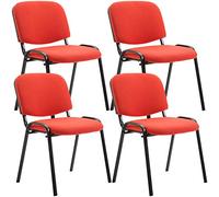 CLP Set De 4 Sillas De Reuniones Ken En Tela I Pack De 4 Sillas De Conferencia con Base De Metal I 4 Sillas Confidentes Apilables I Color:, Color:Rojo