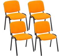 CLP Set De 4 Sillas De Reuniones Ken En Tela I Pack De 4 Sillas De Conferencia con Base De Metal I 4 Sillas Confidentes Apilables I Color:, Color:Naranja