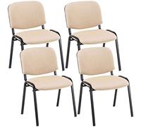 CLP Trading GmbH – Set 4 sillas de reuniones Ken en tela, base metal, apilables – Crema