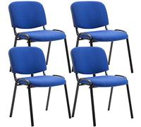 CLP Set De 4 Sillas De Reuniones Ken En Tela I Pack De 4 Sillas De Conferencia con Base De Metal I 4 Sillas Confidentes Apilables I Color:, Color:Azul