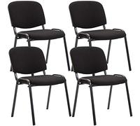 CLP Set De 4 Sillas De Reuniones Ken En Tela - Pack De Conferencia con Base De Metal - Confidentes Apilables - Color: Negro