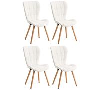 CLP Set De 4 Sillas Elda De Comedor En Polipiel I Butacas Modernas Sin Reposabrazos & Base De Madera I Juego De 4 Sillas, Color:Blanco