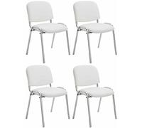 CLP Set De 4 Sillas Ken Cromadas En Polipiel para Eventos I Sillas Apilables con Base Metálica Sin Reposabrazos, Color:Blanco