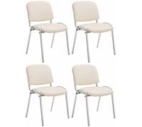 CLP Set De 4 Sillas Ken Cromadas En Polipiel para Eventos I Sillas Apilables con Base Metálica Sin Reposabrazos, Color:Crema