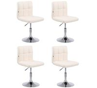 CLP Set De 4 Sillas Lounger Palma En Polipiel I Taburetes De Salón Giratorios con Base Metálica & De Altura Regulable, Color:Crema