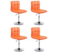 CLP Set De 4 Sillas Lounger Palma En Polipiel I Taburetes De Salón Giratorios con Base Metálica & De Altura Regulable, Color:Naranja