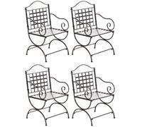 CLP Set De 4 Sillas para Terraza Lotta En Hierro I Sillas De Jardín con Reposabrazos En Estilo Rústico, Color:Bronce