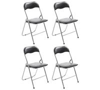 CLP Set De 4 Sillas Plegables Felix con Estructura De Metal I Juego De 4 Sillas De Conferencia Acolchada & Plegable, Color:Negro/Plata