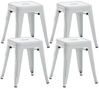 CLP Set De 4 Taburetes Bajos Armin I 4 Taburetes En Estilo Industrial I Juego De 4 Taburetes Retro En Metal Galvanizado I Color:, Color:Blanco