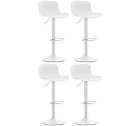CLP Set de 4 taburetes de Bar Almada en Polipropileno con reposapiés & Respaldo I Sillas giratorias con Base metálica, Color:Blanco