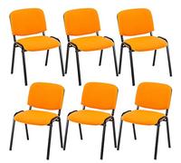 CLP Set De 6 Sillas De Conferencia Ken Tapizadas En Tela | 6 Sillas De Reuniones Apilables I 6 Sillas De Espera con Base De Metal I Color:, Color:Naranja