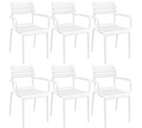 CLP Set de 6 sillas de Jardin Paris con reposabrazos, sillas de plastico apilables, para Exterior, Resistentes a Rayos UV, hasta 160 kg, Color:Blanco