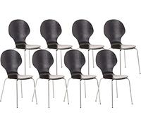 CLP Set De 8 Sillas De Comedor Apilable Diego I 8 Sillas De Conferencia con Asiento De Madera I 8 Sillas De Cocina con Base De Metal I Color:, Color:Negro