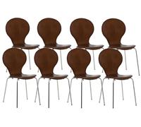 CLP Set De 8 Sillas De Comedor Apilable Diego I 8 Sillas De Conferencia con Asiento De Madera I 8 Sillas De Cocina con Base De Metal I Color:, Color:marrón