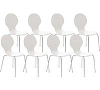 CLP Set De 8 Sillas De Comedor Apilable Diego I 8 Sillas De Conferencia con Asiento De Madera I 8 Sillas De Cocina con Base De Metal I Color:, Color:Blanco