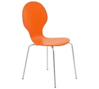 CLP Silla apilable Diego I Cómoda Silla de Comedor, Estructura de Metal, Asiento de Madera, diseño ergonómico, Ahorra Espacio en el Comedor y la Cocina, Color: Naranja