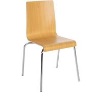 CLP Silla apilable Gahanna de Madera Moldeada con Laminado HPL, Estructura de Acero Cromado, Carga hasta 150 kg, Comedor y Oficina, Color:Natura