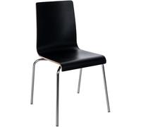 CLP Silla apilable Gahanna de Madera Moldeada con Laminado HPL, Estructura de Acero Cromado, Carga hasta 150 kg, Comedor y Oficina Color:Negro