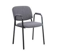 CLP Silla Apilable Ken Pro Acolchada con Reposabrazos, Silla de Conferencia de Tela Apilable, Estructura Metalica Negra Resistente hasta 150 kg, Color:Gris