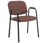 CLP Silla Apilable Ken Pro Acolchada con Reposabrazos, Silla de Conferencia de Tela Apilable, Estructura Metalica Negra Resistente hasta 150 kg, Color:marrón