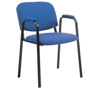 CLP Silla Apilable Ken Pro Acolchada con Reposabrazos, Silla de Conferencia de Tela Apilable, Estructura Metalica Negra Resistente hasta 150 kg, Color:Azul