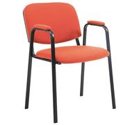 CLP Silla Apilable Ken Pro Acolchada con Reposabrazos, Silla de Conferencia de Tela Apilable, Estructura Metalica Negra Resistente hasta 150 kg, Color:Rojo