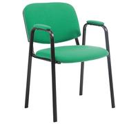 CLP Silla Apilable Ken Pro Acolchada con Reposabrazos, Silla de Conferencia de Tela Apilable, Estructura Metalica Negra Resistente hasta 150 kg, Color:Verde Claro