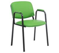CLP Silla apilable Ken Pro con reposabrazos Acolchados, Silla de Conferencia apilable de Polipiel, Estructura Metalica Negra, hasta 150 kg, Color:Verde Claro