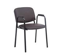 CLP Silla Confidente Ken Pro En Cuero Sintético I Silla De Conferencia con Base De Metal Negro I Silla De Oficina Sin Ruedas I Color:, Color:marrón