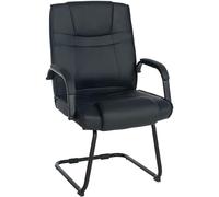 CLP Silla Cantiléver Attila Tapizada En Cuero Sintético & con Base De Metal I Silla Conferencia con Reposabrazos, Color:Negro/Negro