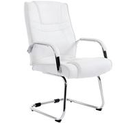 CLP Silla Cantiléver Attila Tapizada En Cuero Sintético & con Base De Metal I Silla Conferencia con Reposabrazos, Color:Blanco