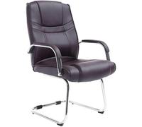 CLP Silla Cantiléver Attila Tapizada En Cuero Sintético & con Base De Metal I Silla Conferencia con Reposabrazos, Color:marrón