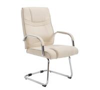 CLP Silla Cantiléver Attila Tapizada En Tela & con Base De Metal I Silla De Conferencia con Reposabrazos, Color:Crema