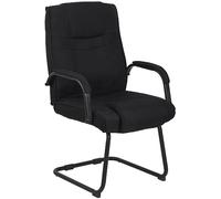 CLP Silla Cantiléver Attila Tapizada En Tela & con Base De Metal I Silla De Conferencia con Reposabrazos, Color:Negro/Negro