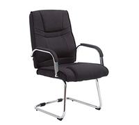 CLP Silla Cantiléver Attila Tapizada En Tela & con Base De Metal I Silla De Conferencia con Reposabrazos, Color:Negro