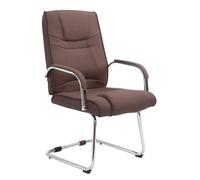 CLP Silla Cantiléver Attila Tapizada En Tela & con Base De Metal I Silla De Conferencia con Reposabrazos, Color:marrón