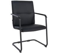 CLP Silla De Conferencia Seattle Tapizado En Simil Cuero I Silla De Espera Estilo Cantiléver I Silla De Oficina Sin Ruedas, Color:Negro/Negro