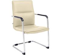 CLP Silla Cantilever con reposabrazos Seattle, con cojín y tapizado de Cuero sintético, Estructura con Apariencia cromada, Color:Crema