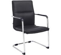 CLP Silla Cantilever con reposabrazos Seattle, con cojín y tapizado de Cuero sintético, Estructura con Apariencia cromada, Color:Negro