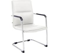 CLP Silla Cantilever con reposabrazos Seattle, con cojín y tapizado de Cuero sintético, Estructura con Apariencia cromada, Color:Blanco