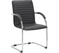 CLP Silla cantilever metálica con asiento en Simil cuero Negro