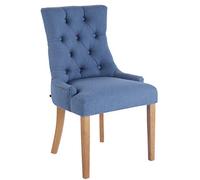 CLP Silla Comedor Aberdeen En Tela & Base De Madera I Silla De Salón Chesterfield Look, Color:Azul, Color del Marco:Envejecido Claro