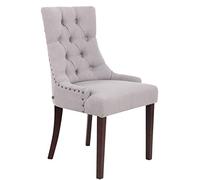 CLP Silla Comedor Aberdeen En Tela & Base De Madera I Silla De Salón Chesterfield Look, Color:Gris, Color del Marco:Antiguo