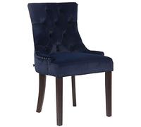 CLP Silla Comedor Aberdeen En Terciopelo & Base De Madera I Silla En Chesterfield Look, Color:Azul, Color del Marco:Antiguo