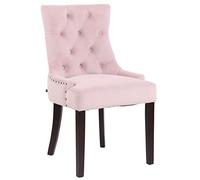 CLP Silla Comedor Aberdeen En Terciopelo & Base De Madera I Silla En Chesterfield Look, Color:Fucsia, Color del Marco:Antiguo