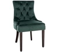 CLP Silla Comedor Aberdeen En Terciopelo & Base De Madera I Silla En Chesterfield Look, Color:Verde Oscuro, Color del Marco:Antiguo