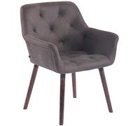 CLP Silla Comedor Cassidy En Simil Cuero con Efecto Óptico Retro I Silla De Salón Retro con Reposabrazos I Silla De Visita Nórdica, Color:Gris Oscuro, Color del Marco:Nuez