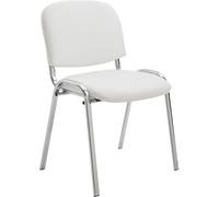 CLP Silla De Conferencia Ken Chrom En Simil Cuero I Silla Confidente Apilable I Silla De Oficina Sin Ruedas con Base de Metal I Color:, Color:Blanco
