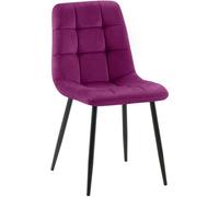CLP Silla De Comedor Antibes Acolchada En Terciopelo I Butaca De Salón Nórdica con Base Metálica & Sin Reposabrazos, Color:Violeta