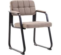 CLP Silla con Reposabrazos Canada B, Acolchada de Visita, Estructura Metal Negra Mate, Conferencia, Sala de Espera de Tela, Color:Gris Pardo